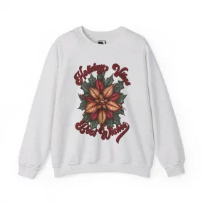 Christmas Flower Sweatshirt, Best Wishes Sweater, Christmas Gifts, Holiday Vibes Sweater, Merry Christmas Sweater, Xmas Sweater