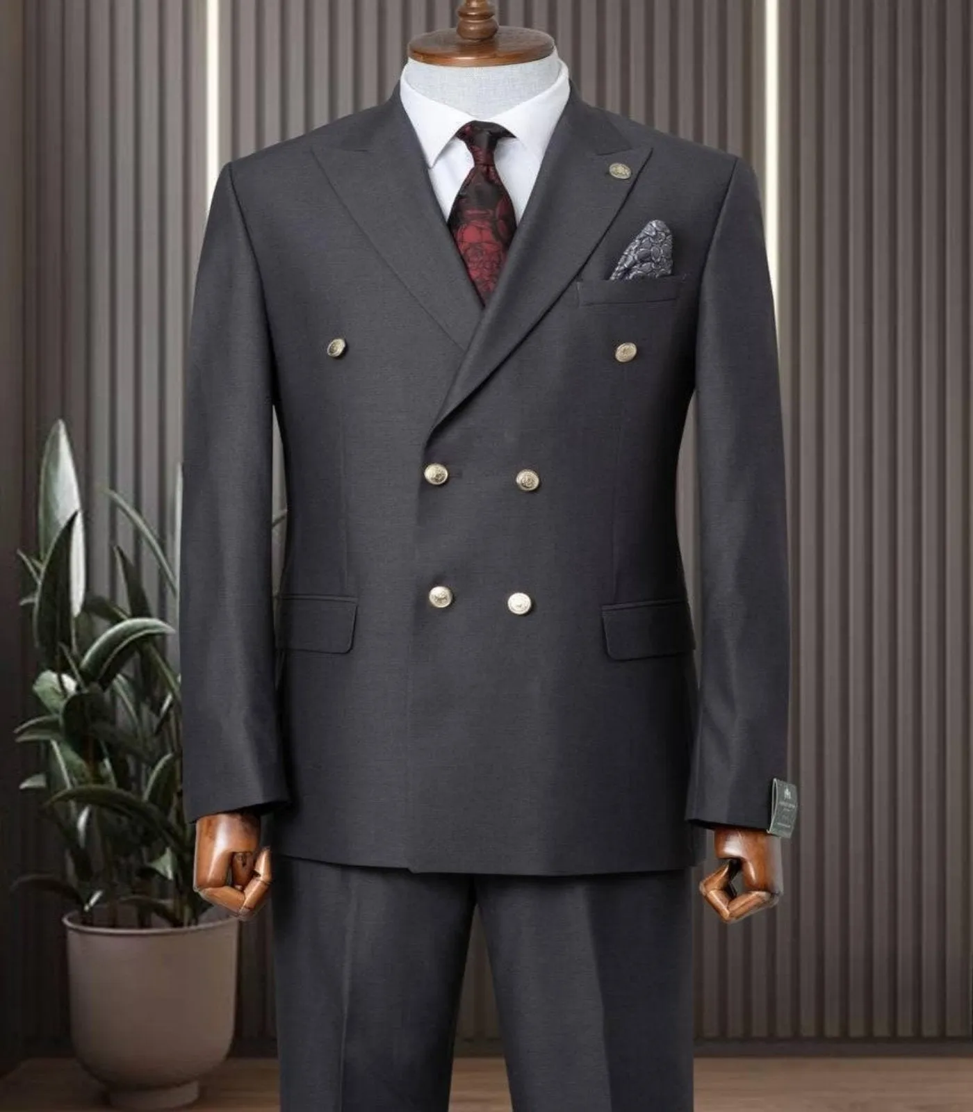 Classic Dark Ash Double Breasted Suit