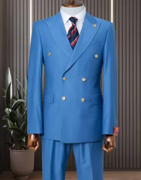 Classic Sky Blue Double Breasted Suit