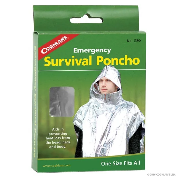 COGHLAN'S 1390 Emergency Survival Poncho, Metallized Aluminum/Polyethylene