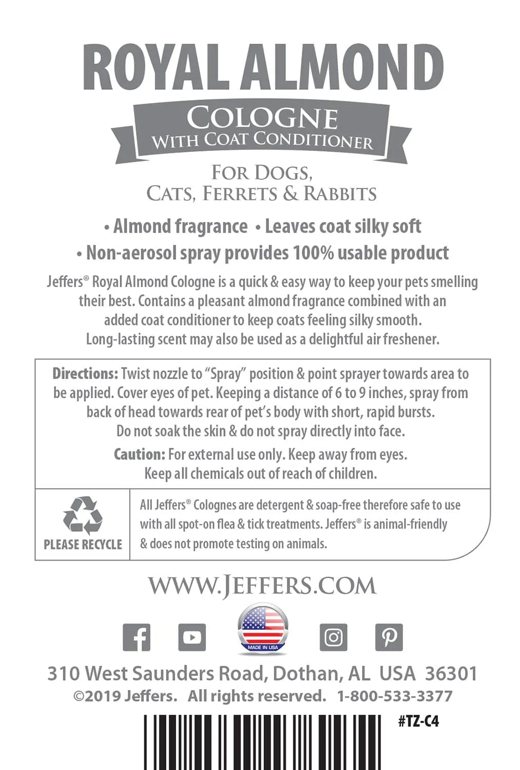 Colognes for Pets by Jeffers, 16 oz