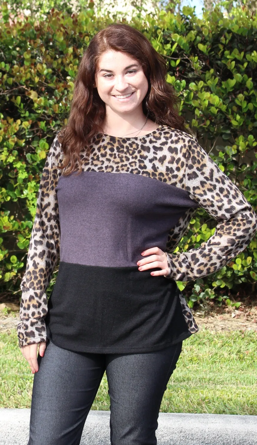 Color Block Leopard Tunic