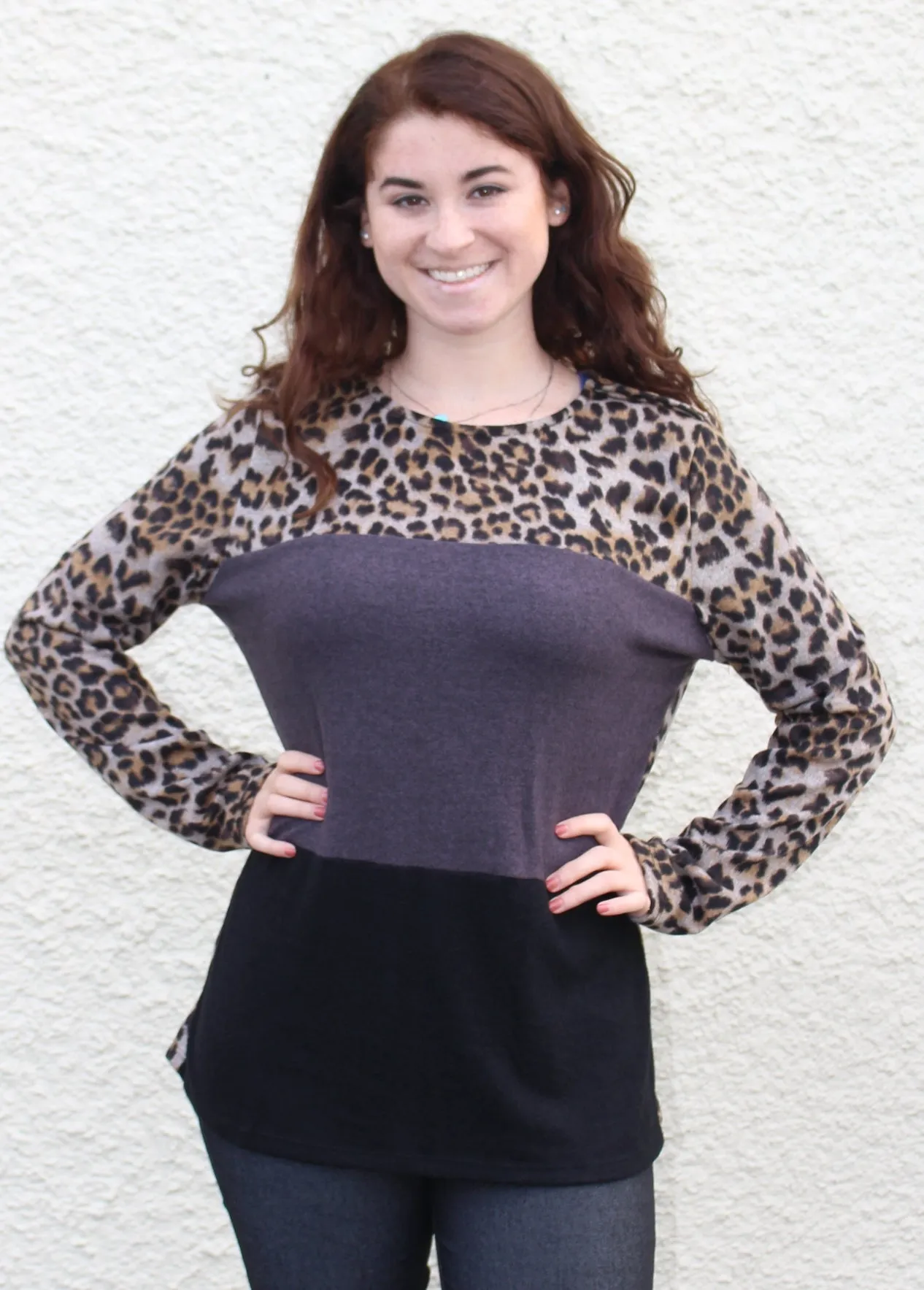 Color Block Leopard Tunic