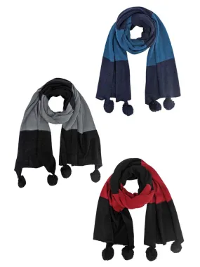 Color Block Winter Knit Unisex Scarf 3 Pack Bundle Lot Of Scarves