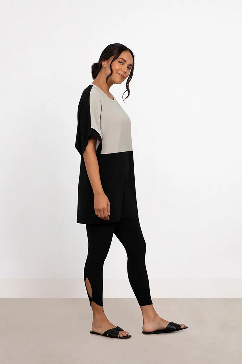 Colour Block Boxy Tunic | Sand/Blk