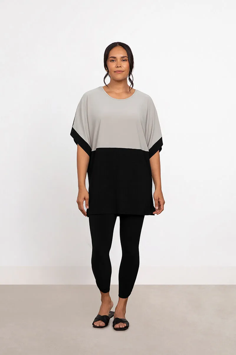 Colour Block Boxy Tunic | Sand/Blk