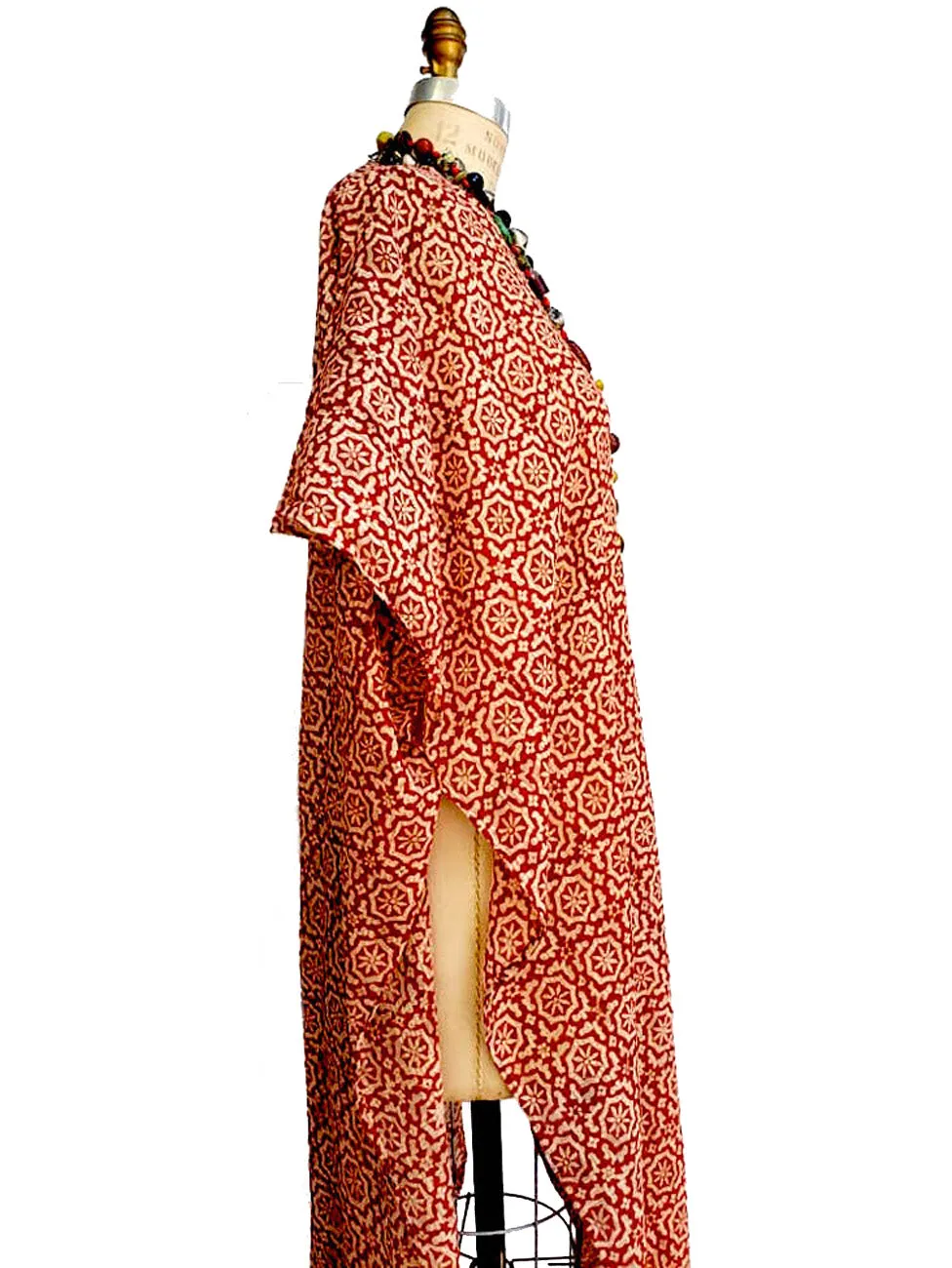 Cotton Hand Blocked Long Kimono Cape