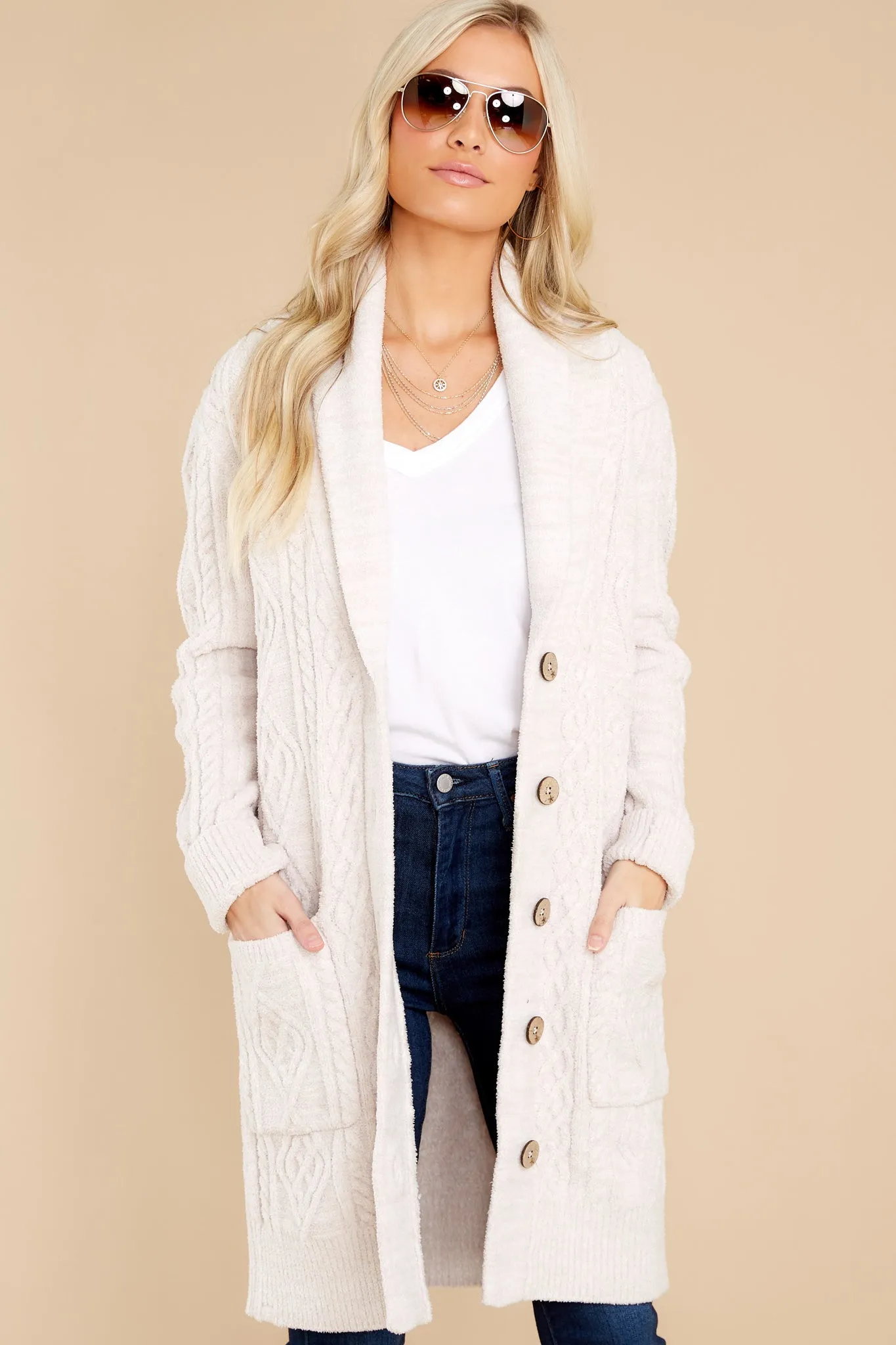 CozyChic® Aran Almond Multi Long Cardi