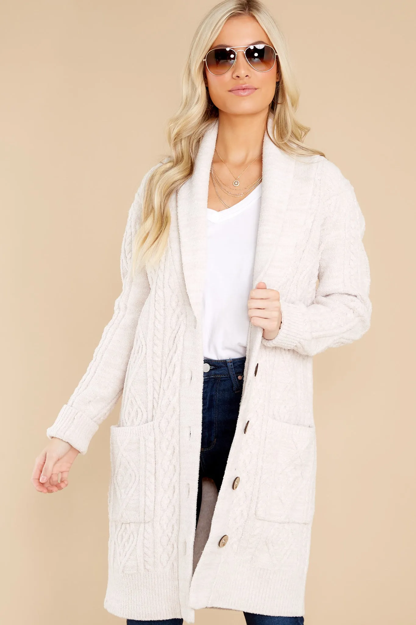 CozyChic® Aran Almond Multi Long Cardi