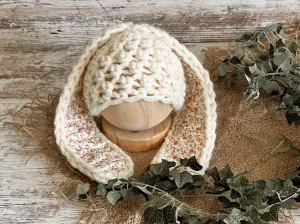 Cream Long Ear Newborn Baby Bunny Hat