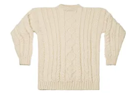 Crew Neck Aran Sweater In Cream