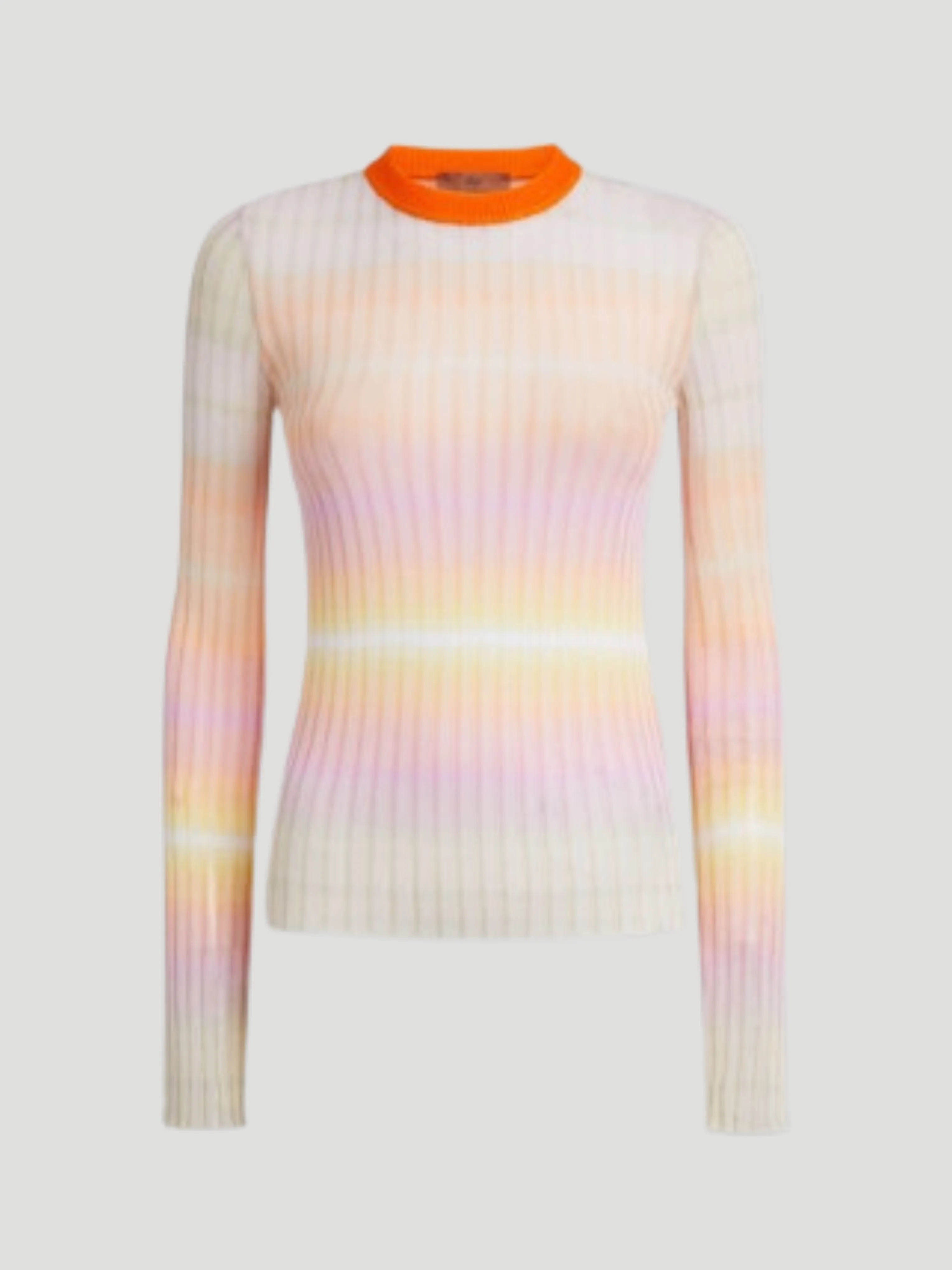 Crewneck Sweater in Orange with Contrast Collar