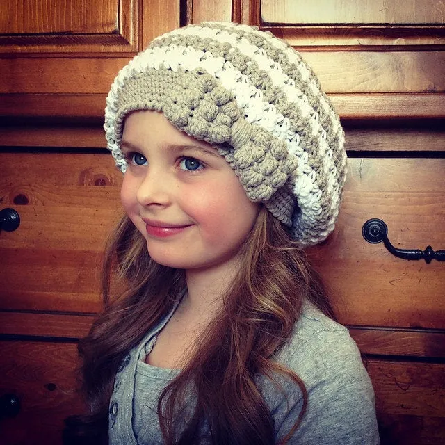 Crochet Pattern for Bella Slouch Beanie Hat with Bobble Bow | Crochet Hat Pattern | Hat Crocheting Pattern | DIY Written Crochet Instructions