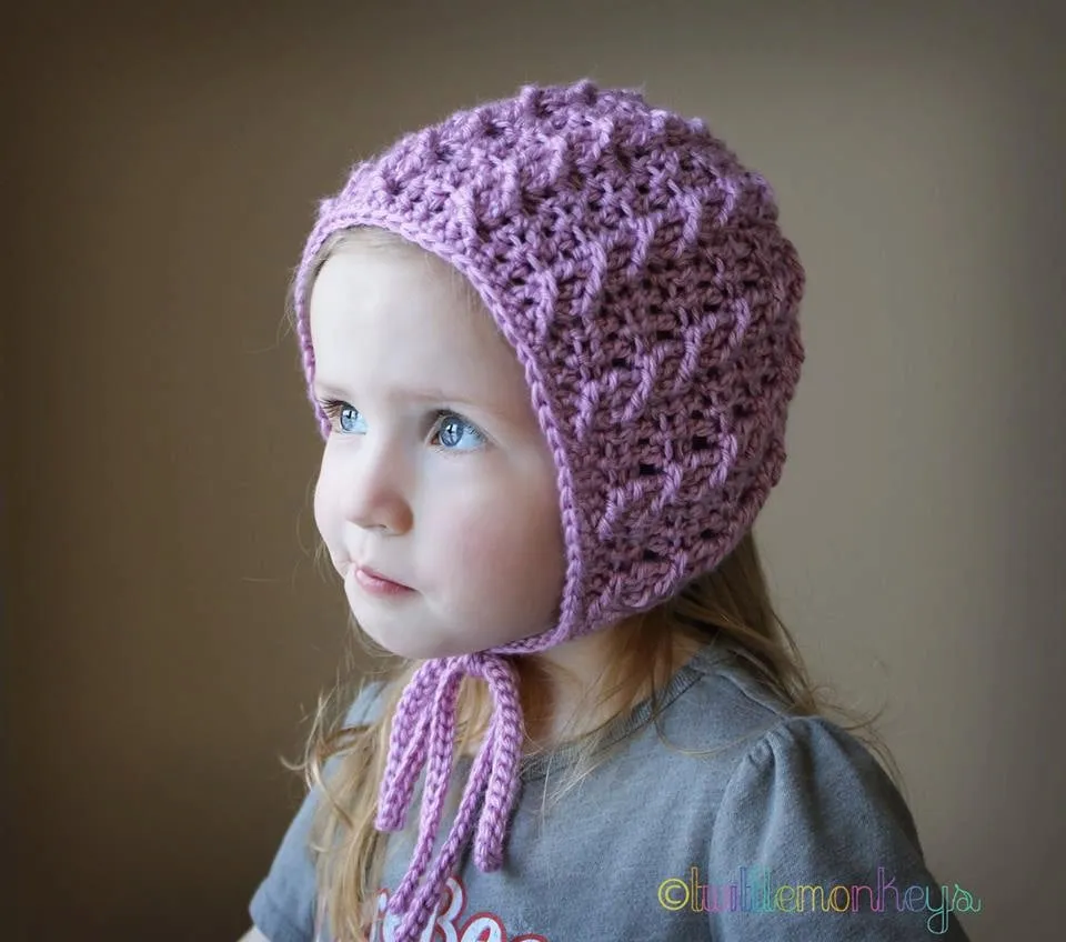 Crochet Pattern for Cable Cross Baby Bonnet | Crochet Baby Bonnet Pattern | Baby Hat Crocheting Pattern | DIY Written Crochet Instructions