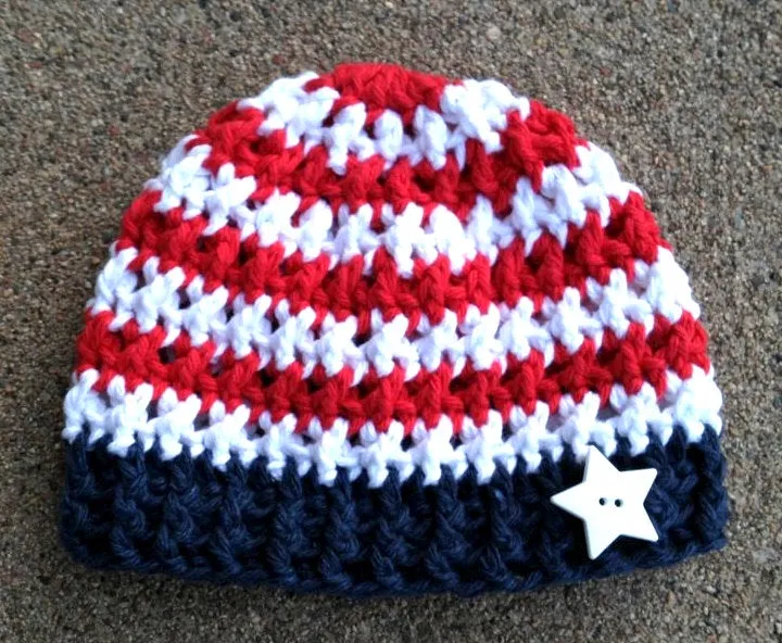 Crochet Pattern for Patriotic Stars & Stripes Olympic Beanie | Crochet Hat Pattern | Hat Crocheting Pattern | DIY Written Crochet Instructions