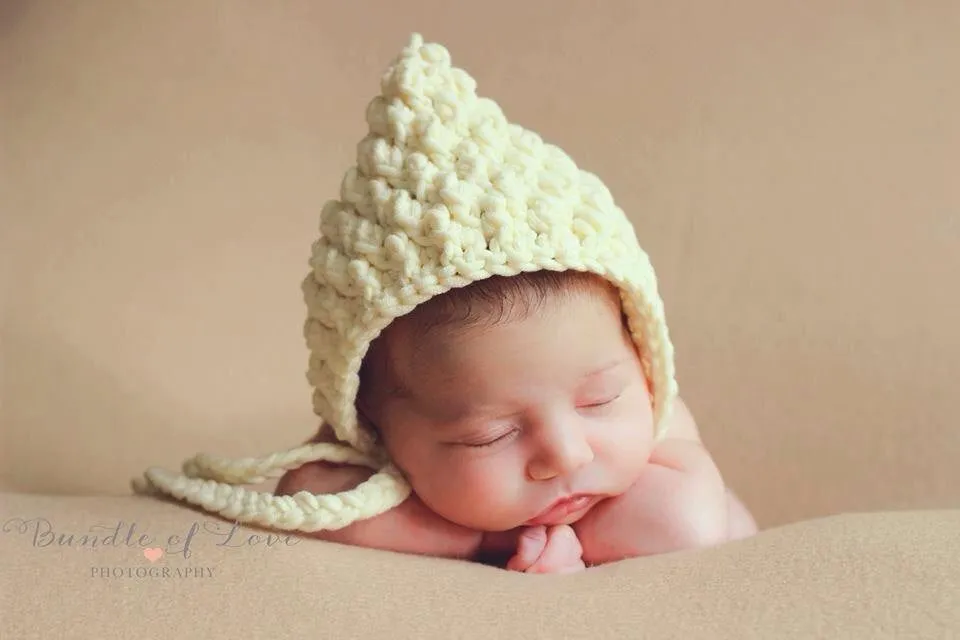 Crochet Pattern for Ripple Stitch Pixie Bonnet | Crochet Baby Bonnet Pattern | Baby Hat Crocheting Pattern | DIY Written Crochet Instructions