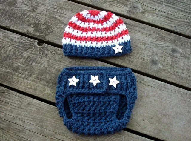 Crochet Pattern for Stars and Stripes Diaper Cover | Crochet Baby Diaper Cover Pattern | Diaper Cover Crocheting Pattern | DIY Written Crochet Instructions