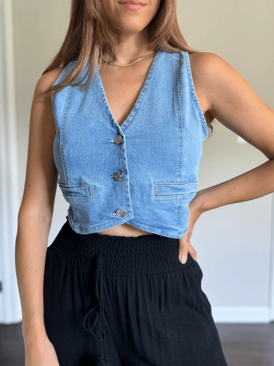 Denim Buttoned Vest