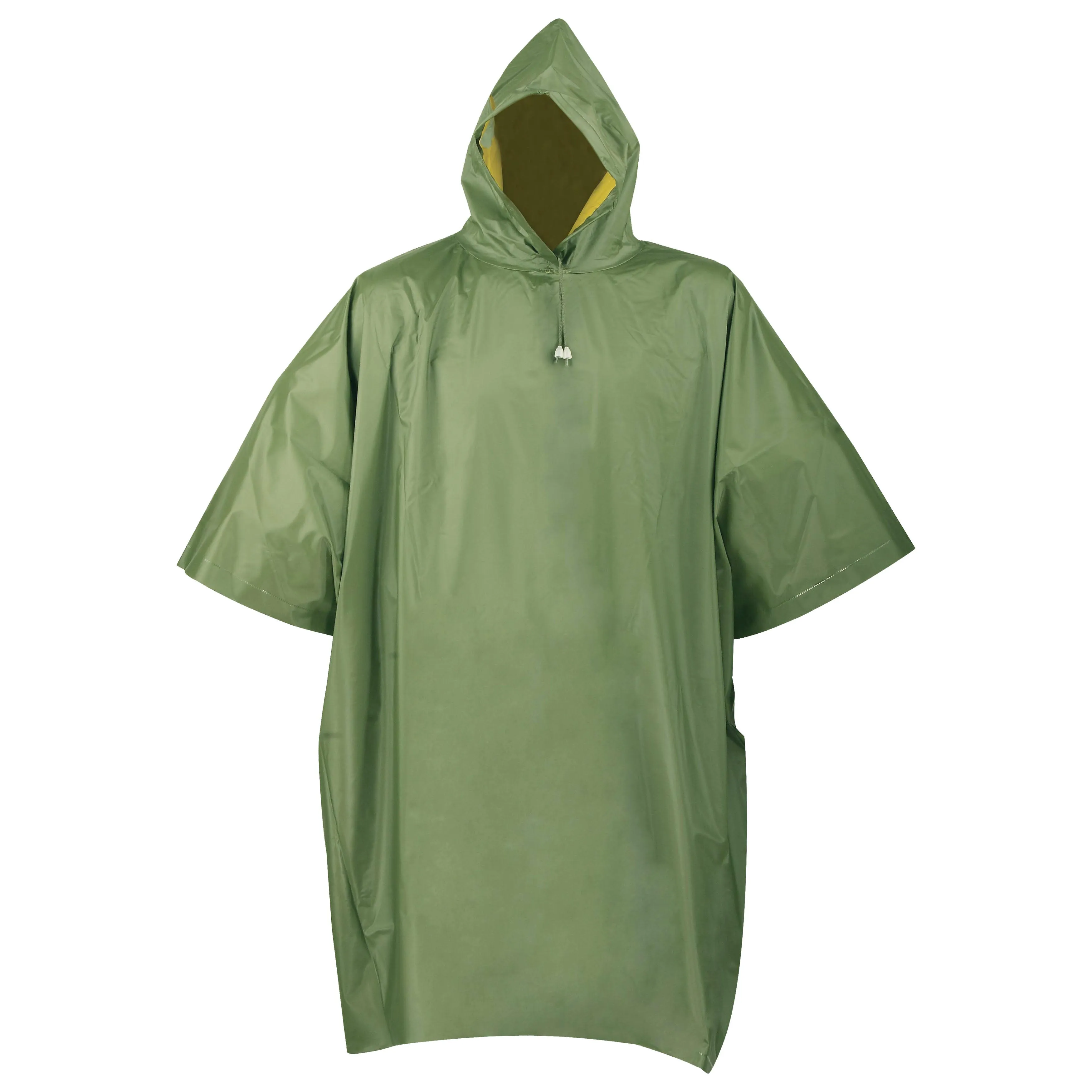 Diamondback 2690 Poncho, One-Size, PVC, Olive/Yellow, Drawstring Collar, Side Snap Closure