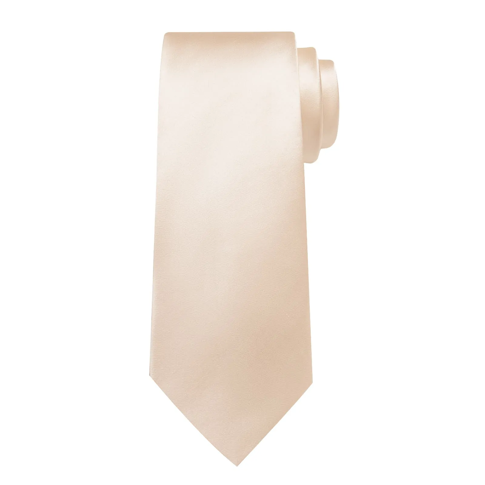 DiBanGu Dress Tie Almond White Solid Mens Silk Business Tie Pocket Square Cufflinks Set