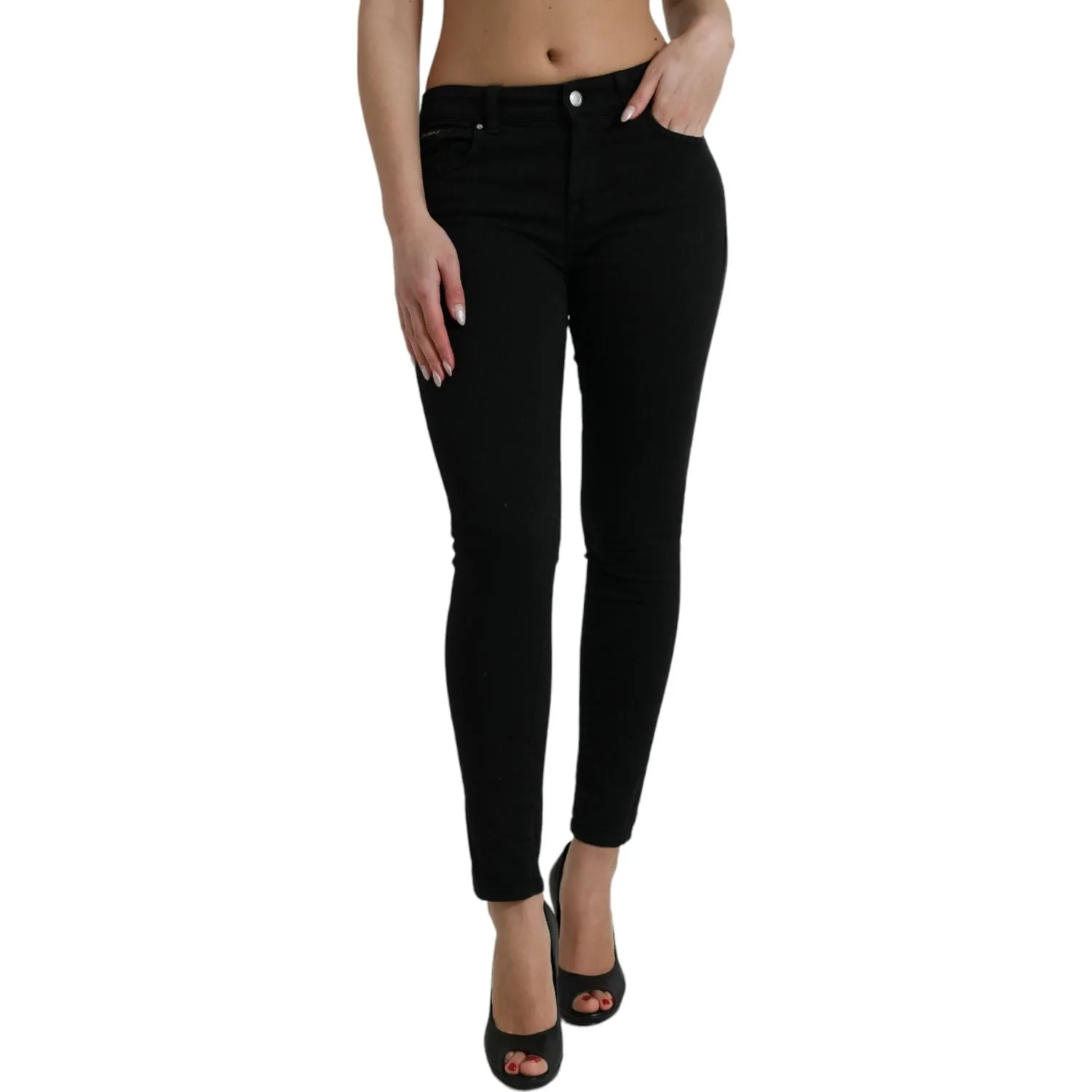 Dolce & Gabbana Chic Black Mid Waist Stretch Jeans