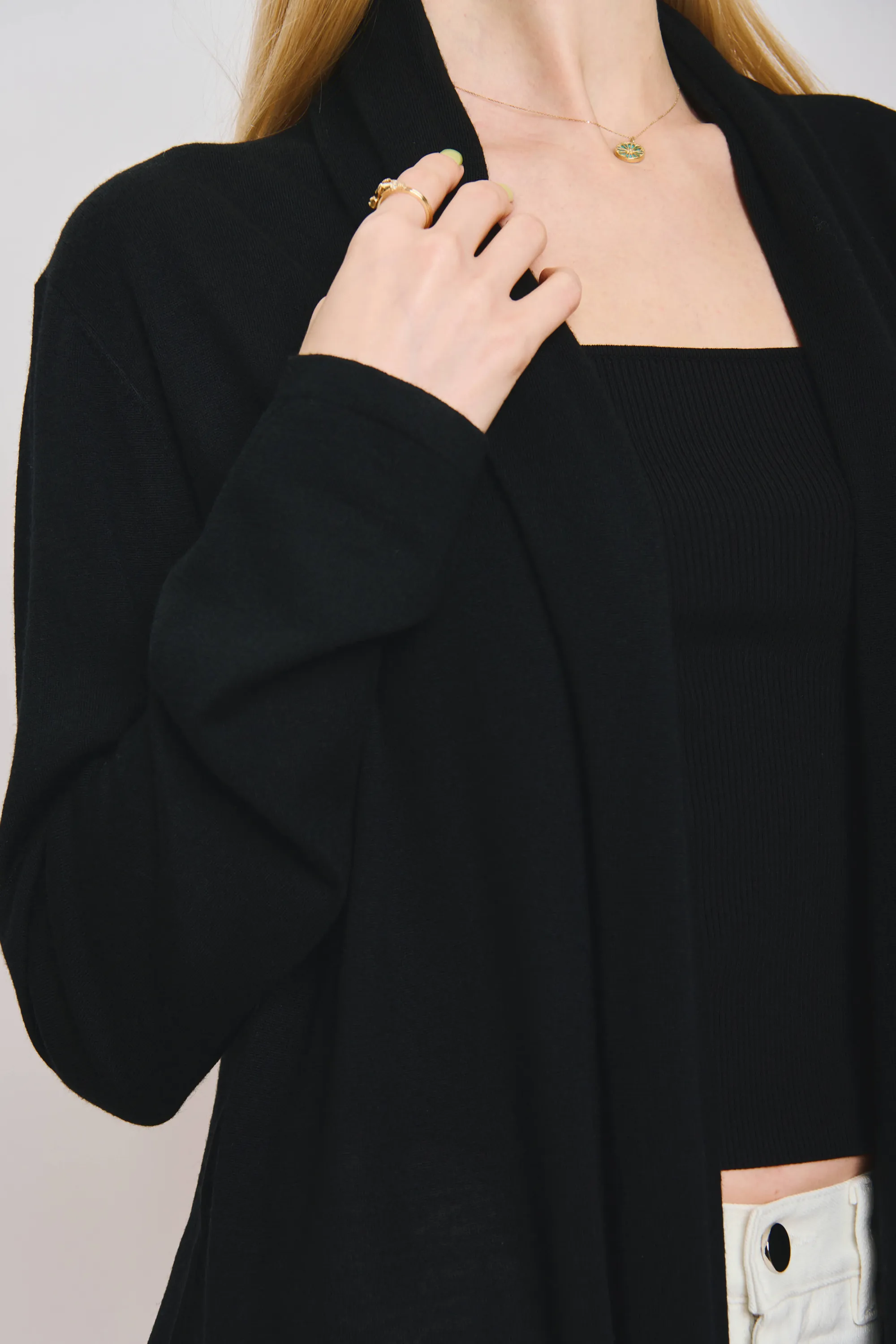 DRAPED wool cardigan (Black)