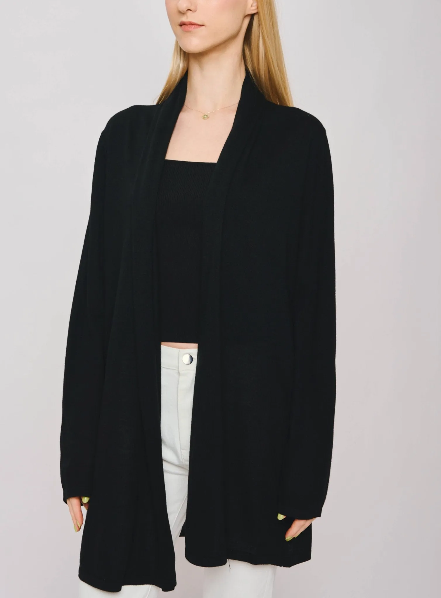 DRAPED wool cardigan (Black)