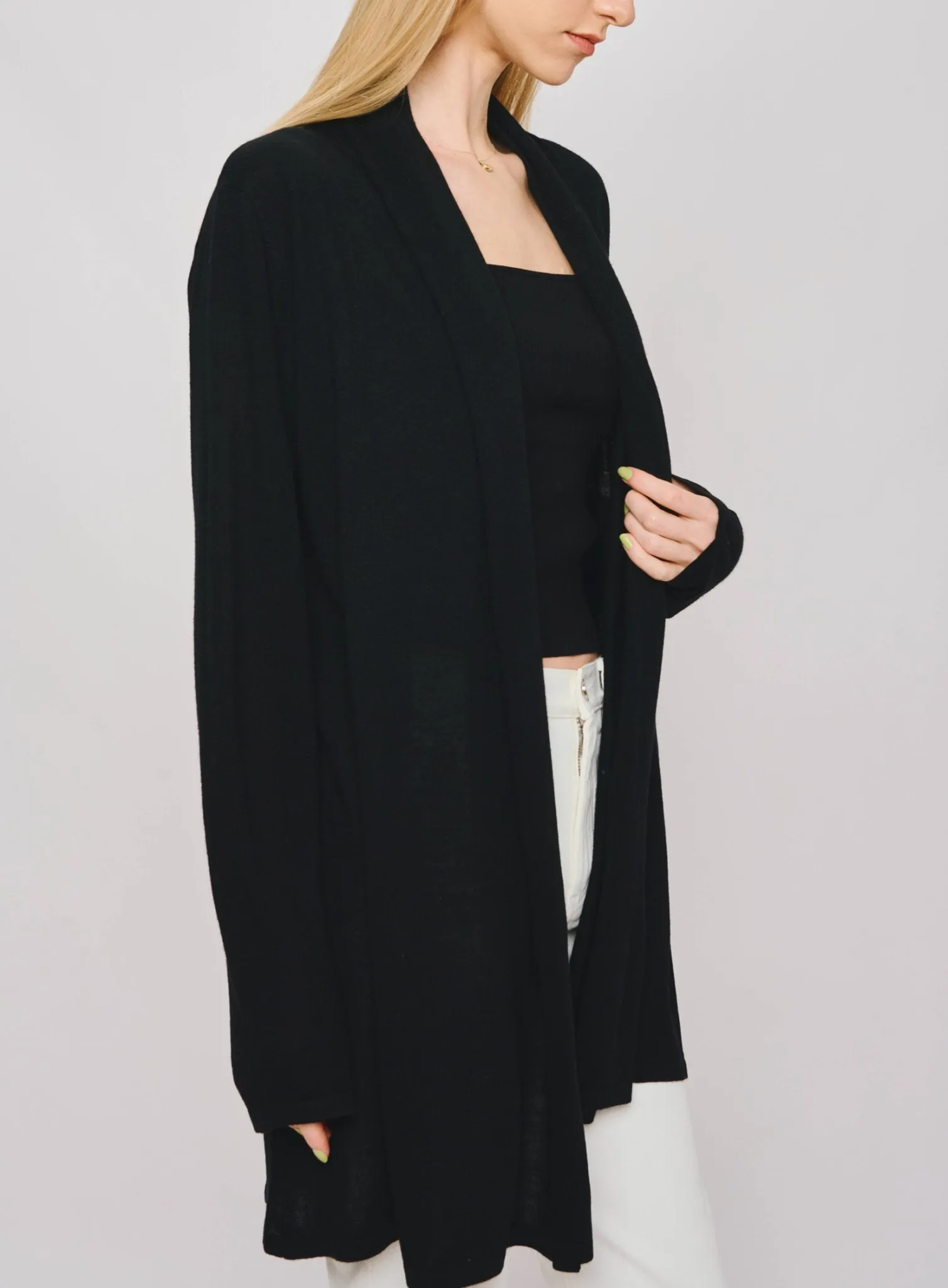 DRAPED wool cardigan (Black)