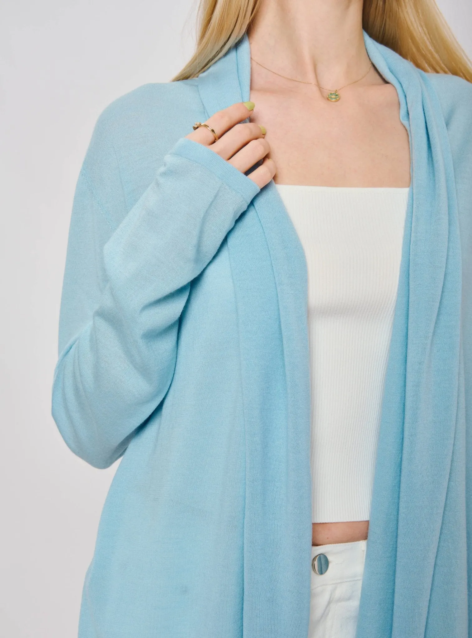 DRAPED wool cardigan (Blue)