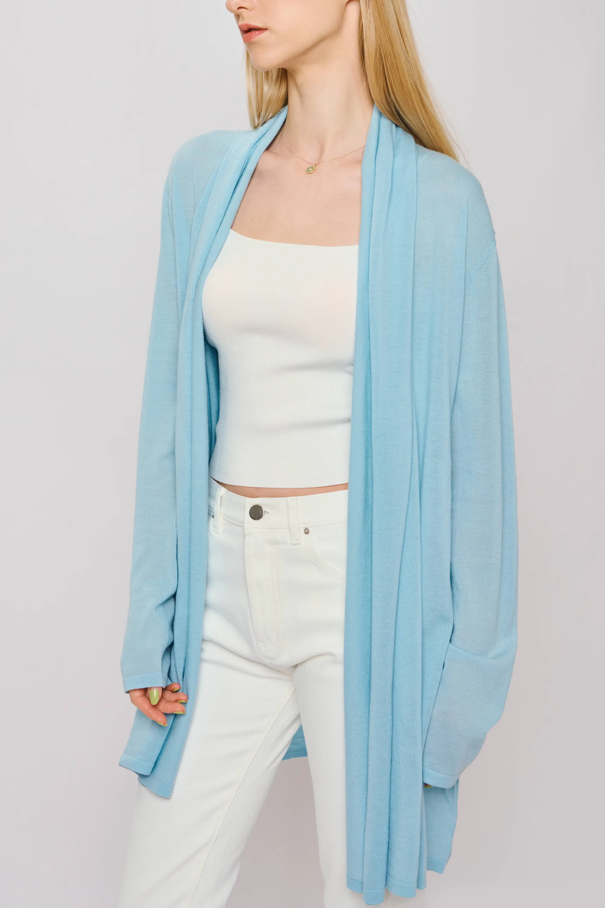 DRAPED wool cardigan (Blue)