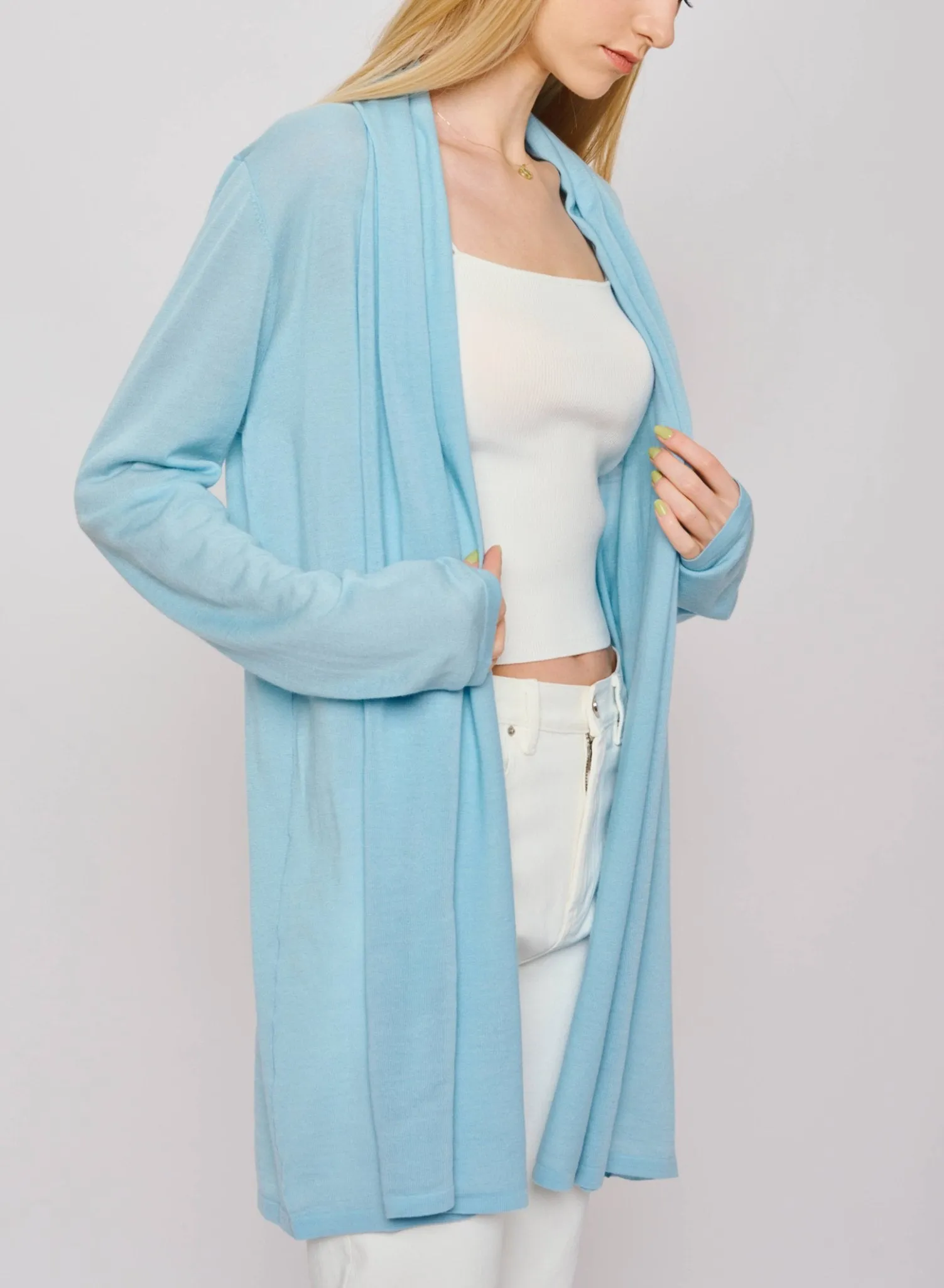 DRAPED wool cardigan (Blue)