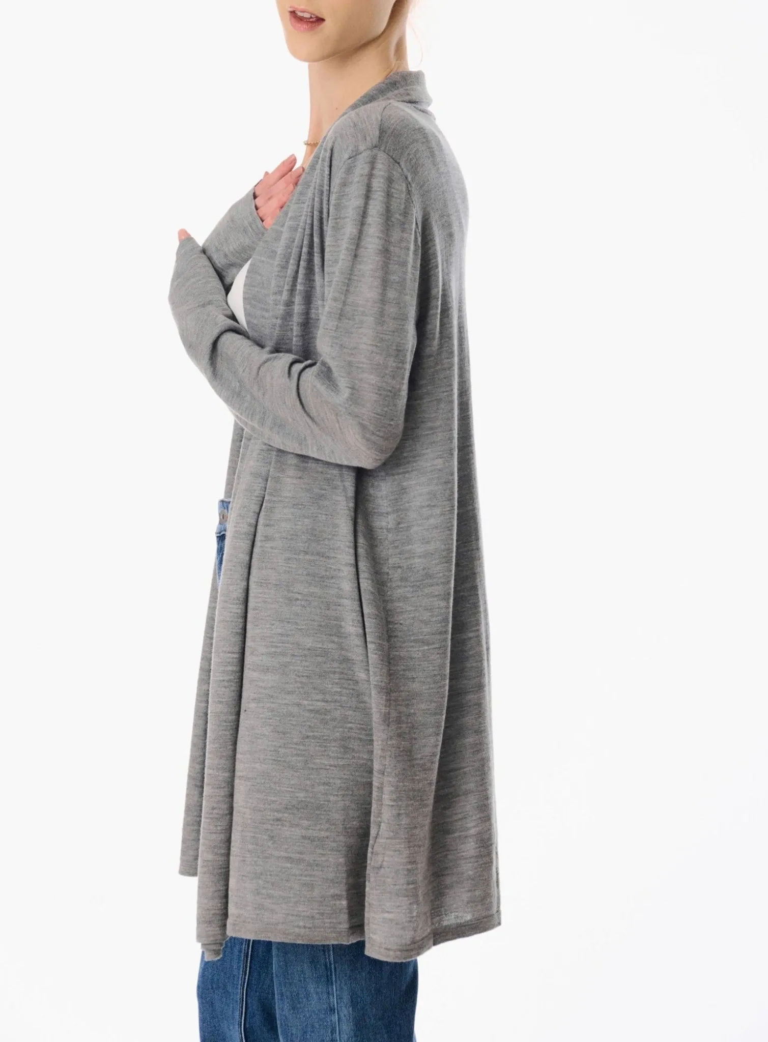 DRAPED wool cardigan (Grey)