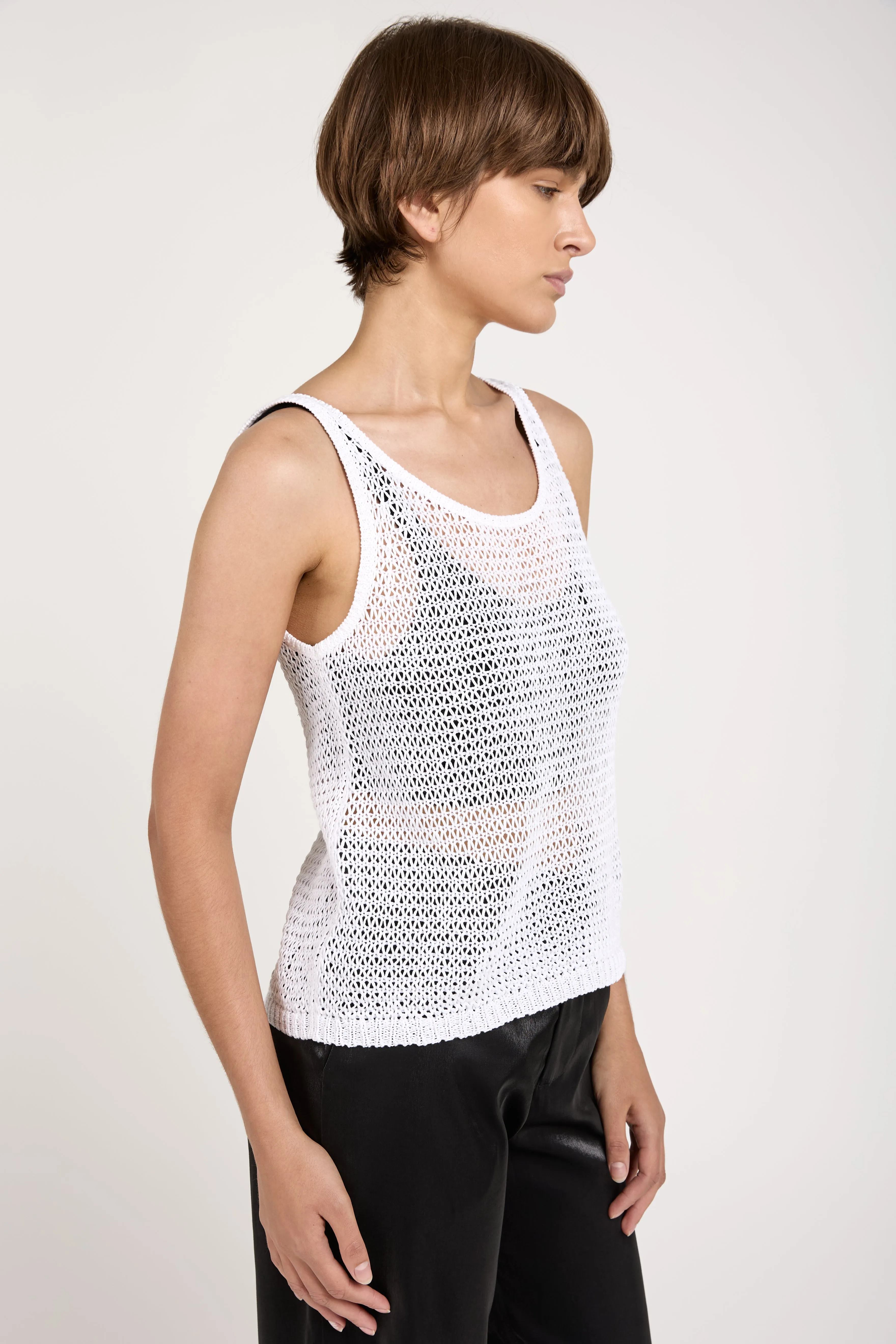 Dreyfuss Sleeveless Cotton Top in White