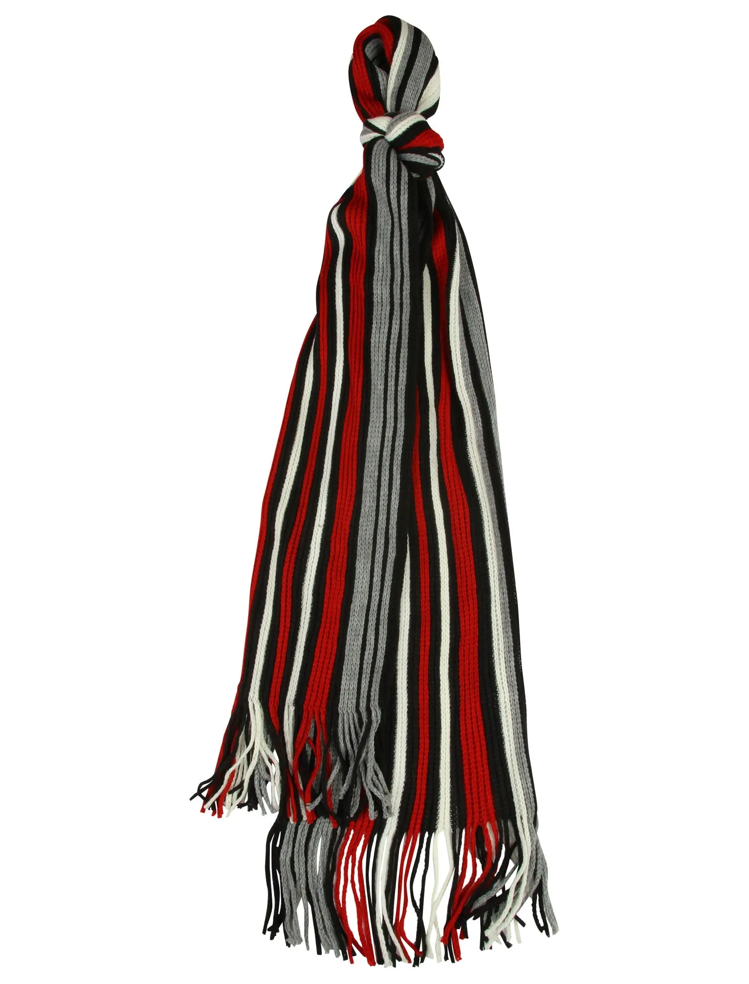 Dylan Striped Cable Knitted Scarf in Red / White