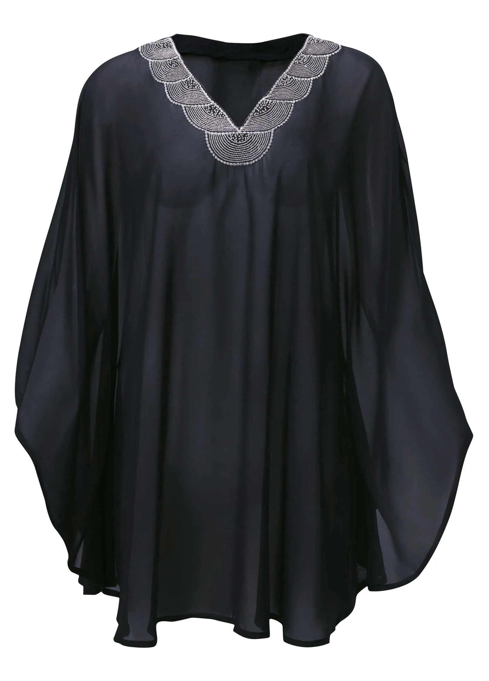 Embellished Tunic Cover-Up - Black Beauty