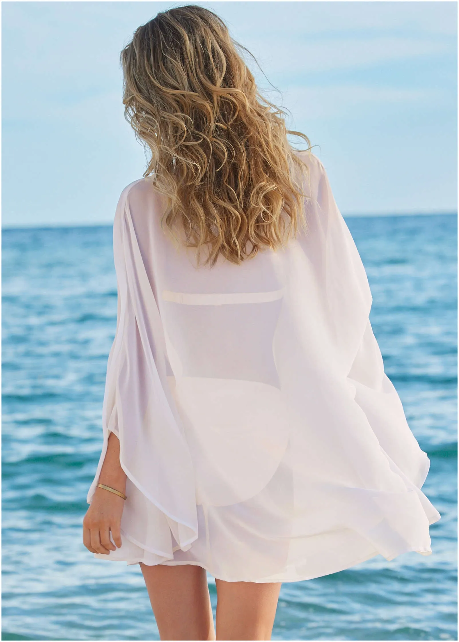 Embellished Tunic Cover-Up - Pearl White