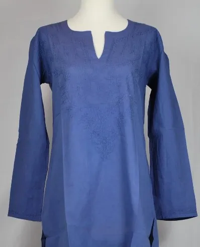 Embroidered Brandy Kurti in Navy