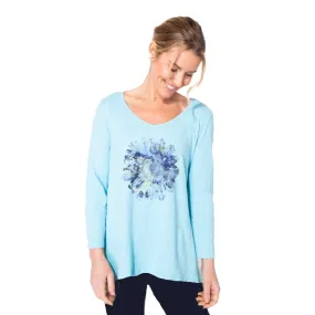 Escape by Habitat V-Neck Sunflower Tunic in Sky Blue - 40519-SKY - Size L Only!