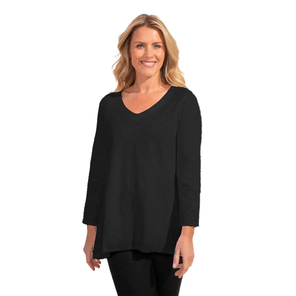 Escape by Habitat V-Neck Tunic Top in Black - 10019-BLK