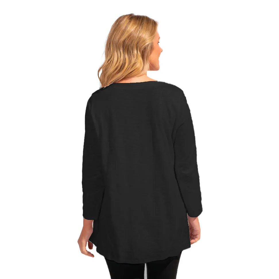 Escape by Habitat V-Neck Tunic Top in Black - 10019-BLK