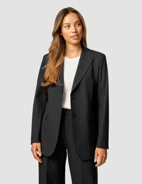 Essential Blazer Black Silver Pinstripe