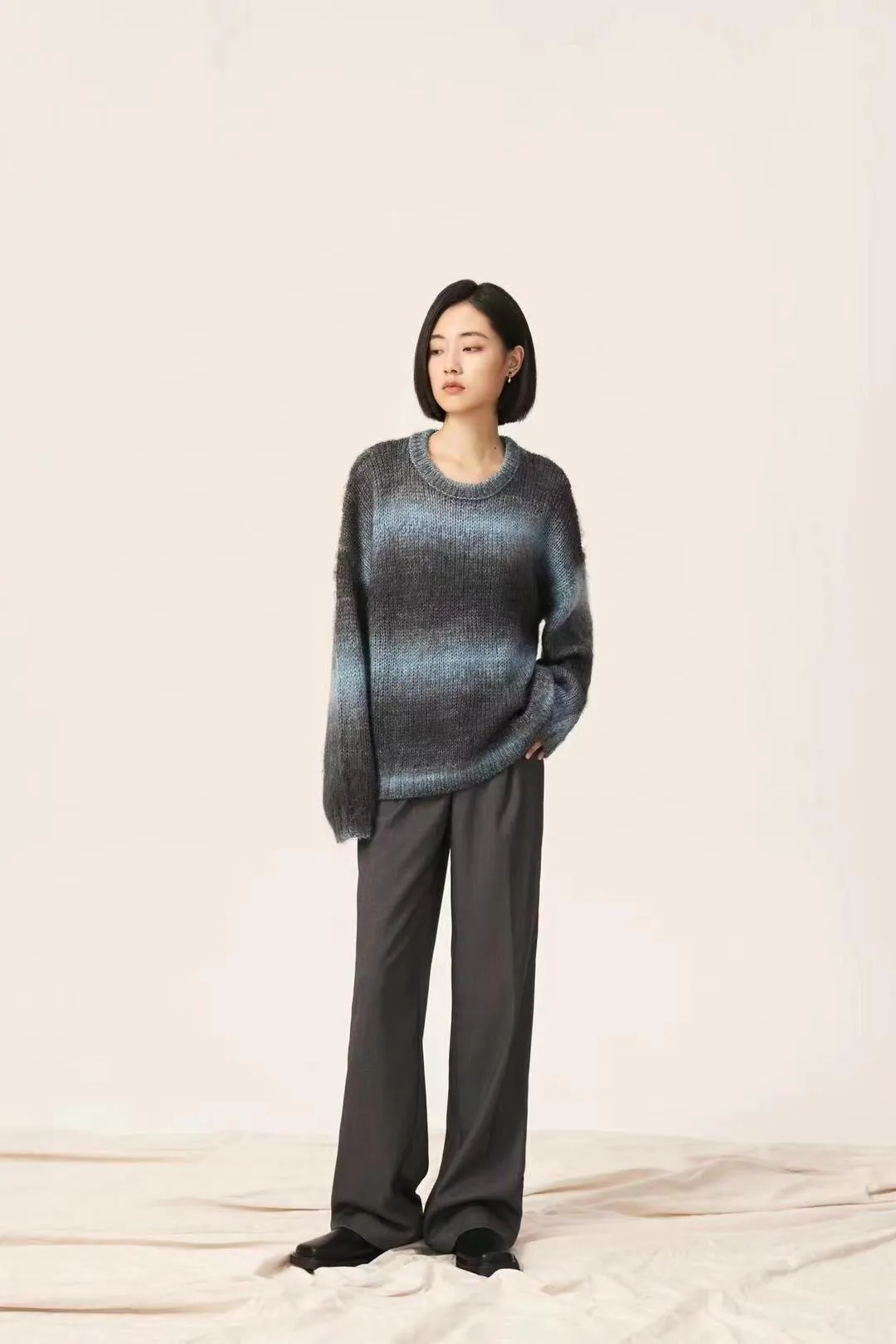 Flytonn-Fall Outfits Women Outwear Streetwear -women fall outfits high street ins style  fall outfits women Lazy Retro Dyed Yarn Gradient Color Sweater Meinuo Wool Knitted Loose Pullover Coat for Women Autumn and Winter