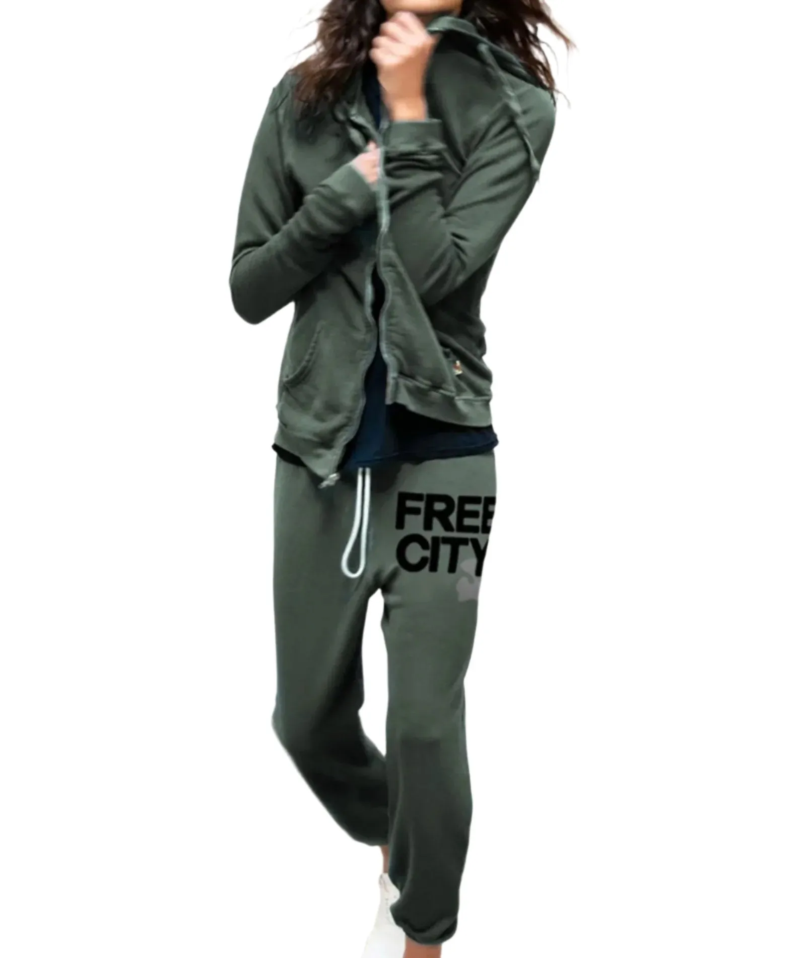 FREECITY Women Superfluff Lux Zip Hoodie Bush