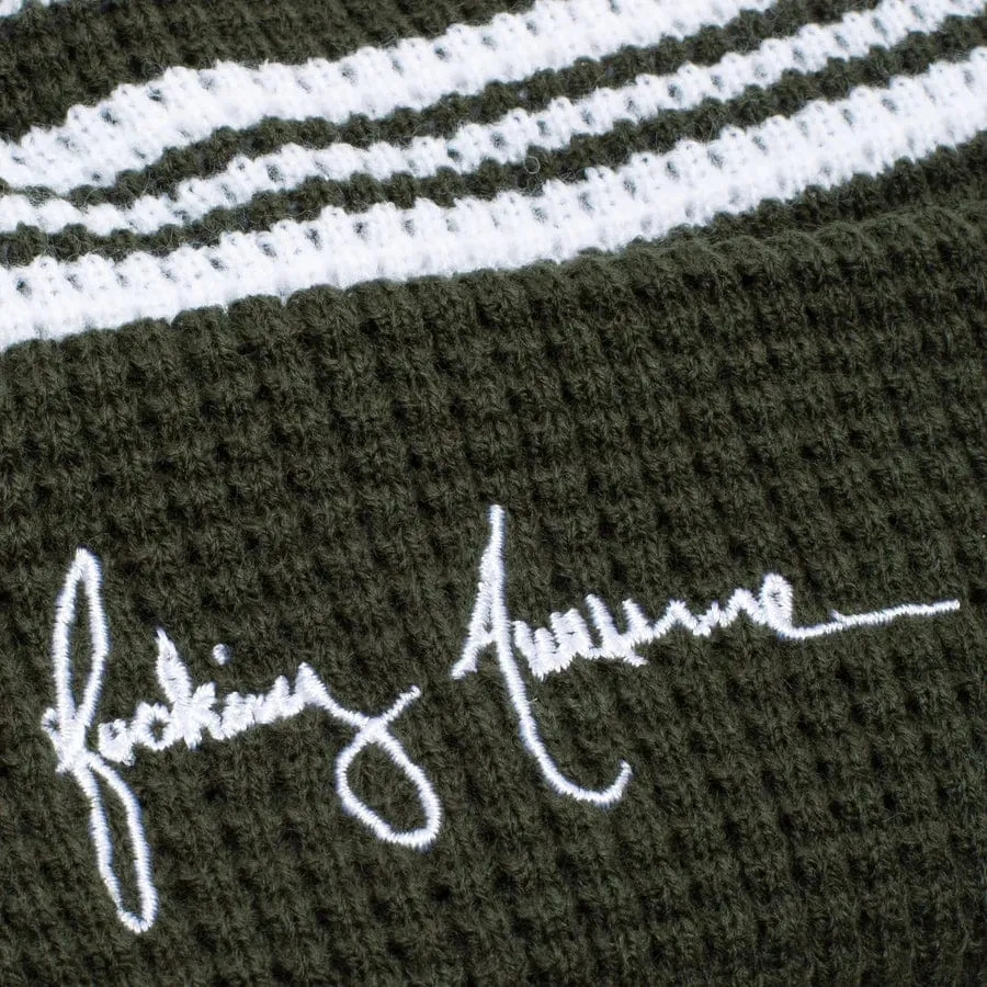 Fucking Awesome Cursive Waffle Cuff Beanie Green