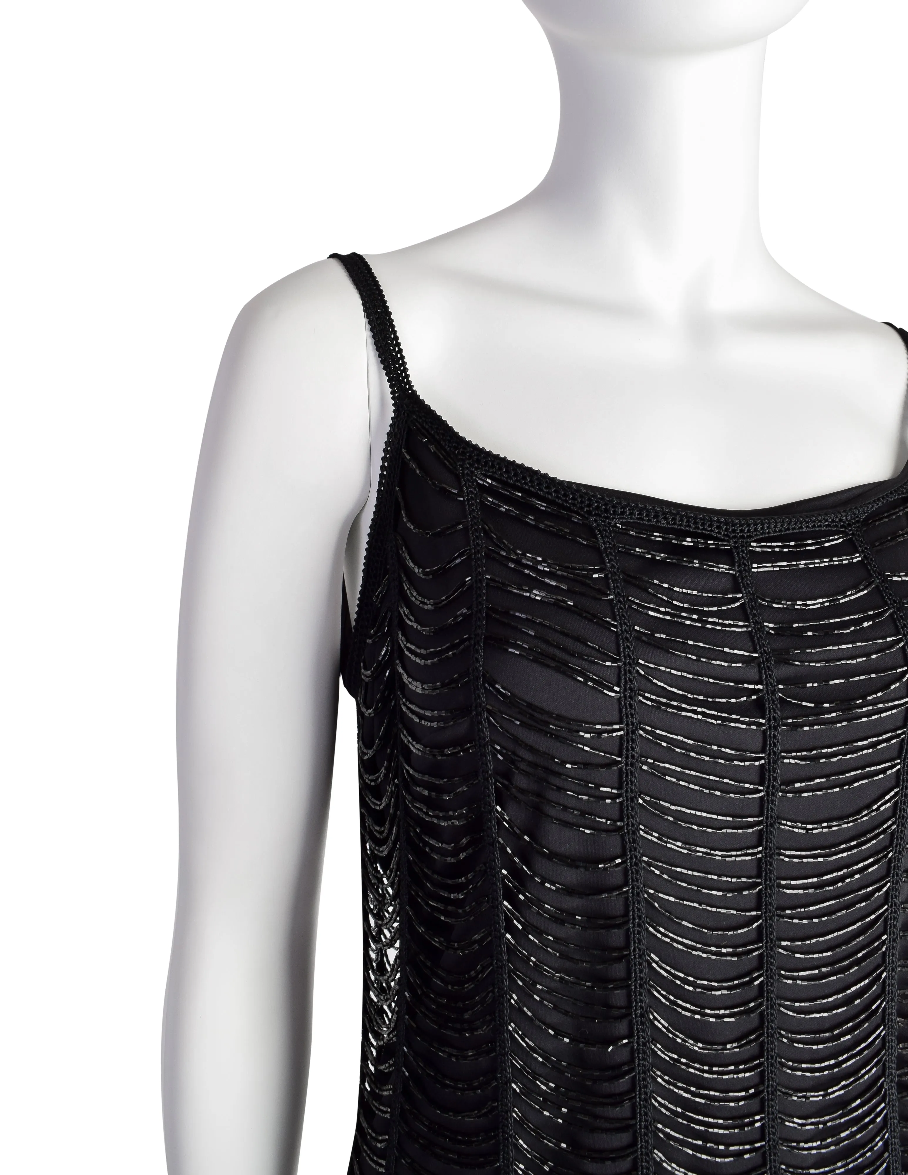 Gianfranco Ferre Studio Vintage Black Scalloped Beaded Tank Top