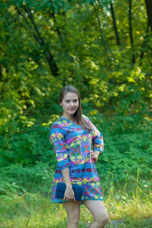 Gray Sun and Sand Style Caftan in Diamond Aztec Pattern