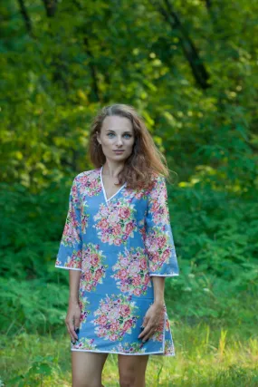 Gray Sun and Sand Style Caftan in Floral Posy Pattern