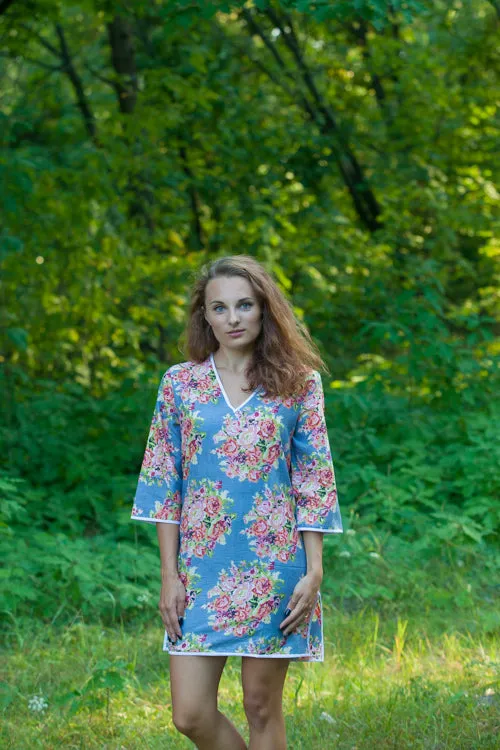 Gray Sun and Sand Style Caftan in Floral Posy Pattern