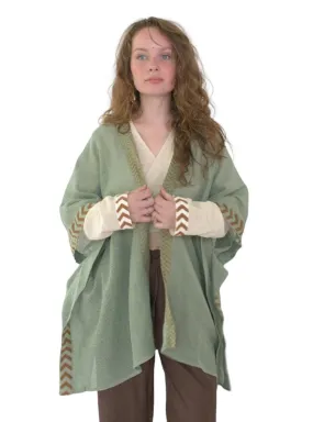 Green Sage Mesh Open Poncho