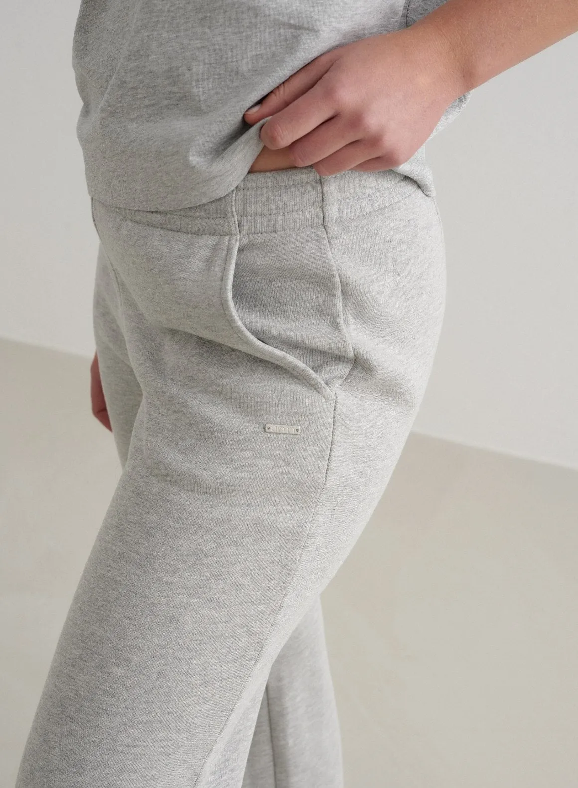 Grey Melange Wide Sweatpants